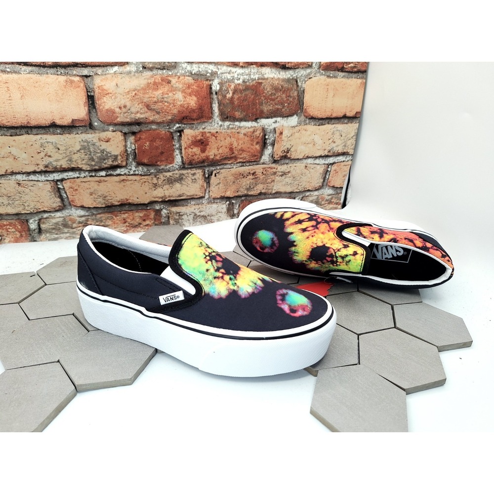 Vans Classic Slip-On Platform Stack Tie Dye Black Women's 8.0 / Girls GS Sz 6.5